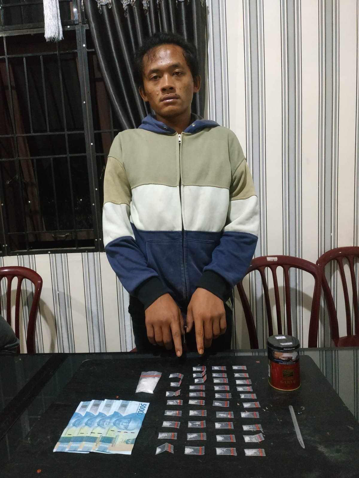 Diduga pengedar narkoba Andre Sebayang di tangkap polisi.