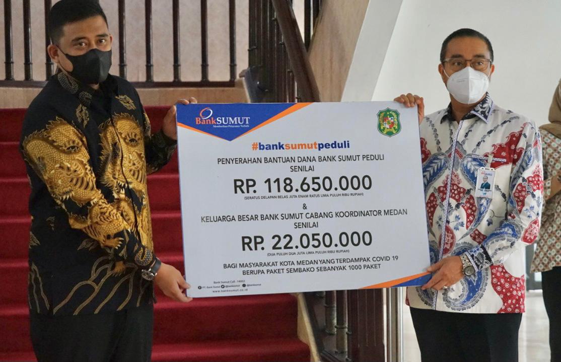 Bank Sumut Salurkan Bantuan Sumut Peduli ke Pemko Medan, Juga Salurkan Bantuan Pembangunan Halte Trans Metro Deli