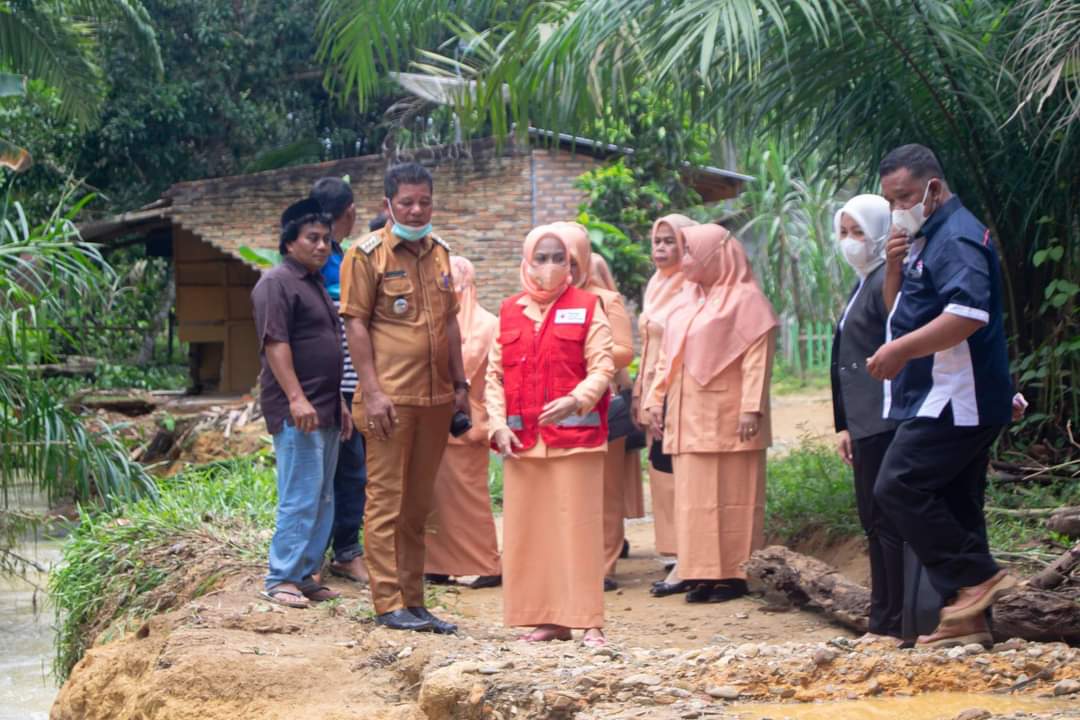 Istri Bupati Labuhanbatu Bersama Camat Rantau Utara Tinjau Warga Korban Banjir dan Tanggul Pecah