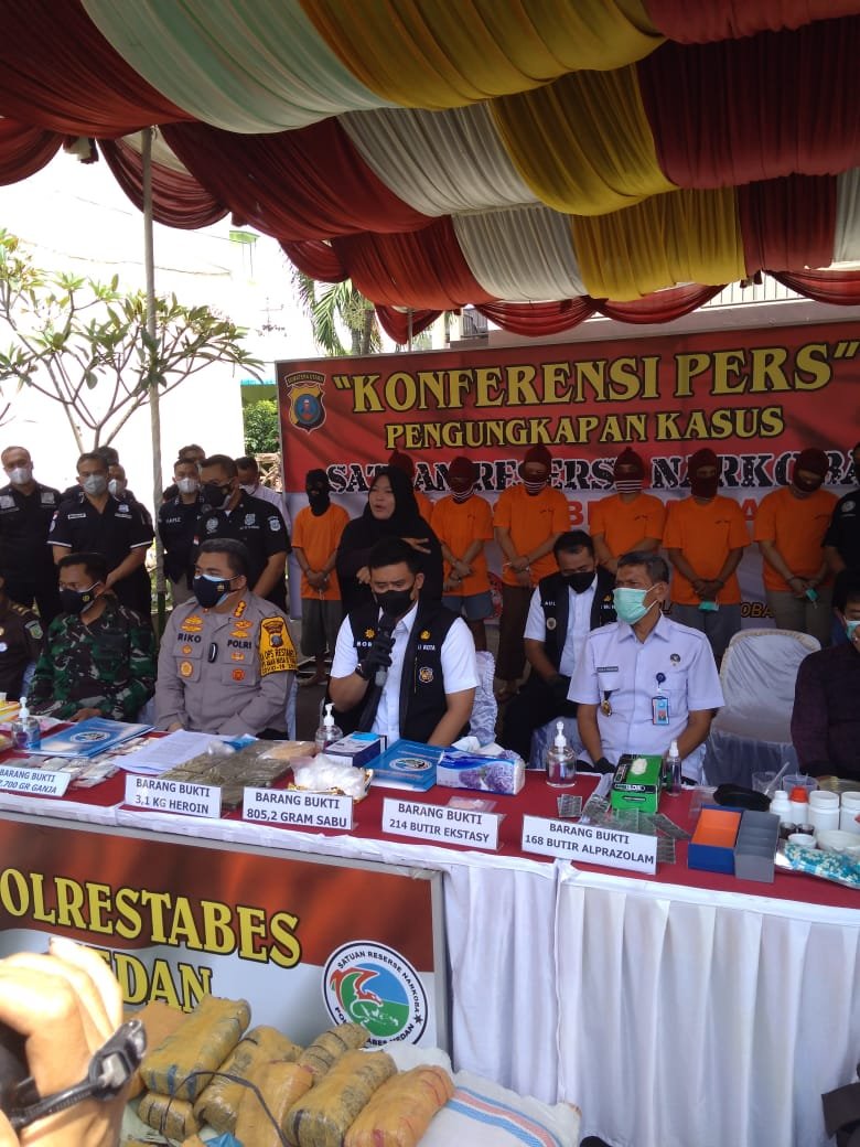 Polrestabes Medan Musnahkan Narkoba Senilai Rp 2 Miliar, 7 Orang Pengedar Narkotika Diamankan
