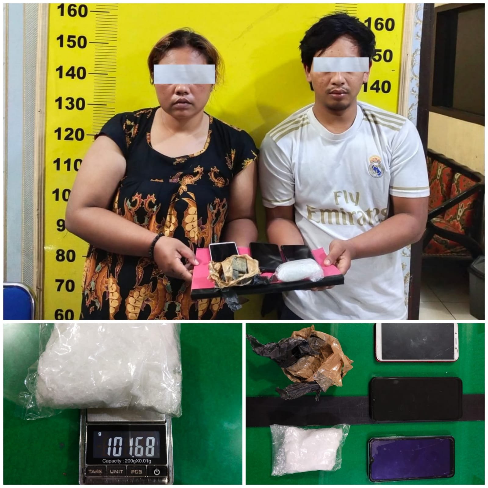 Sepasang Pria dan Wanita Diamankan ke Polres Asahan, Shabu 101, 68 Gram Disita