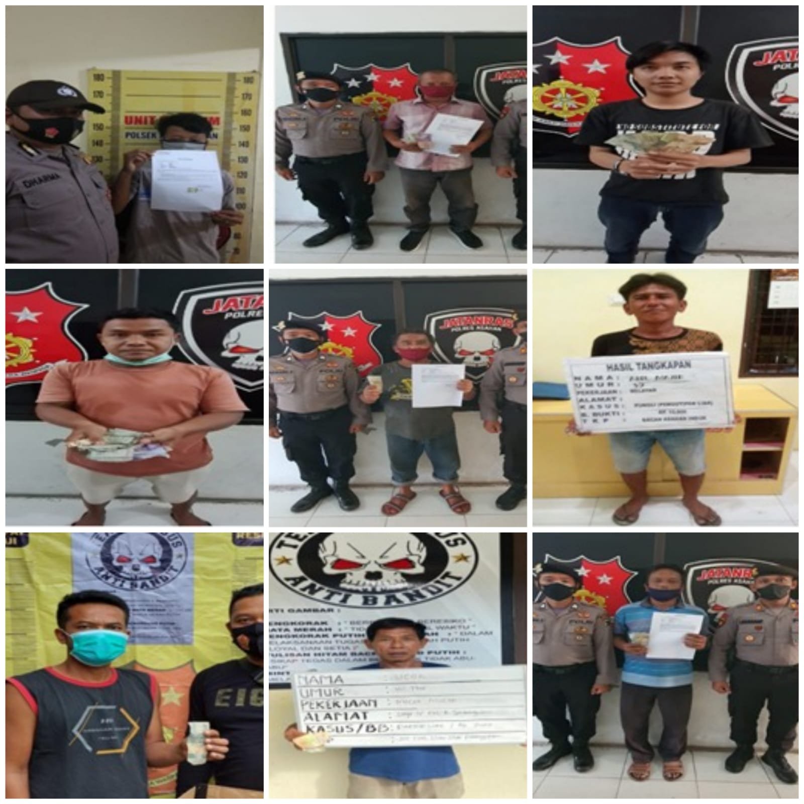 Polres Asahan Gencar Lakukan Operasi Pekat, 10 Preman dan Bandar Judi Diamankan