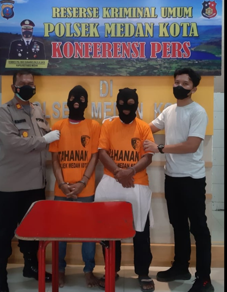 Polsek Medan Kota Bekuk 2 Terlapor Pengeroyokan di Kel Psr Merah Barat Medan Kota.