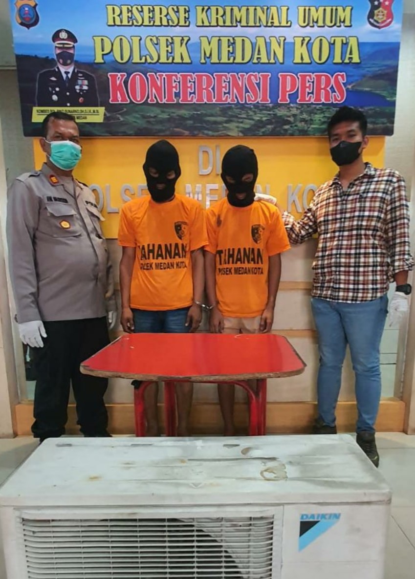 Dua Pelaku Pencuri Mesin AC di Komp Multatuli Diciduk Tekab Polsek Medan Kota