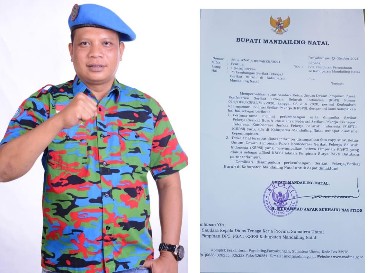 Bupati Madina: Samsuddin Lubis Pimpinan Sah DPC FSPTI KSPSI