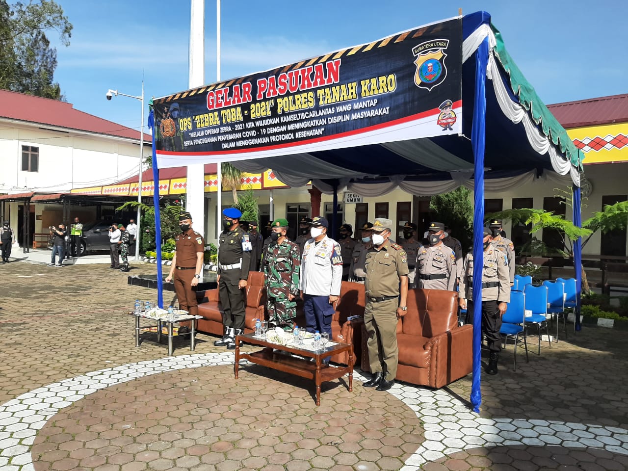Kapolres Karo pimpin upacara apel pasukan Zebra Toba 2021 bersama forkopinda.