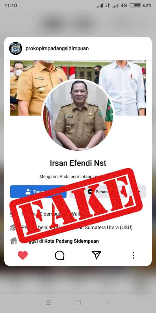 Masyarakat Harus Berhati-hati, Walikota Irsan Efendi Nasution Tegaskan Itu Akun Palsu