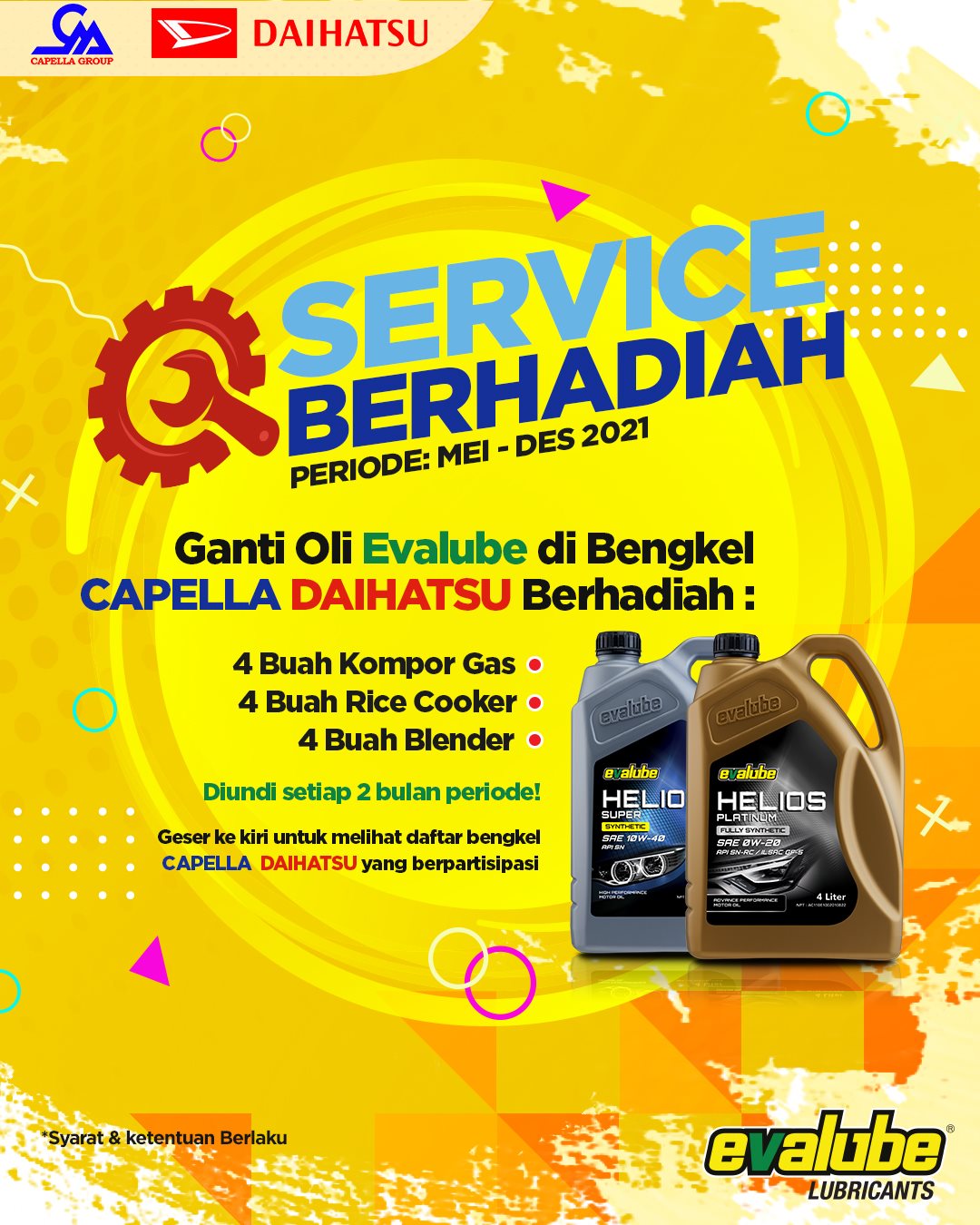 Semakin Dekat Dengan Konsumen, Oli Mobil Evalube Perluas Layanan Ganti  Oli Bersama Capella Daihatsu dan Isuzu, Dapatkan Hadiah Menarik Hingga Akhir Desember 2021