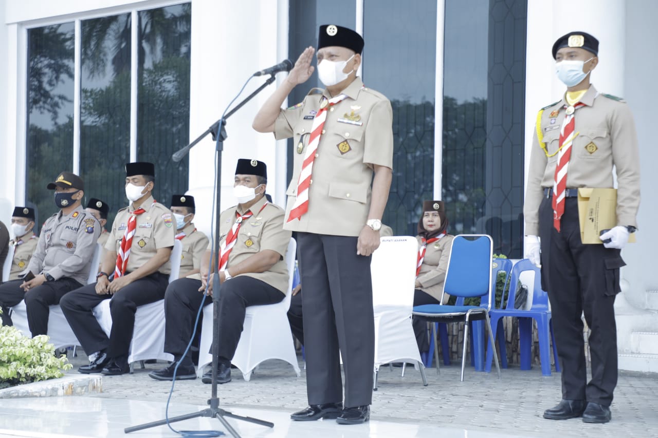 Bupati Asahan Pimpin Upacara PHGP ke-60 Tingkat Kwartir Cabang Gerakan Pramuka Asahan