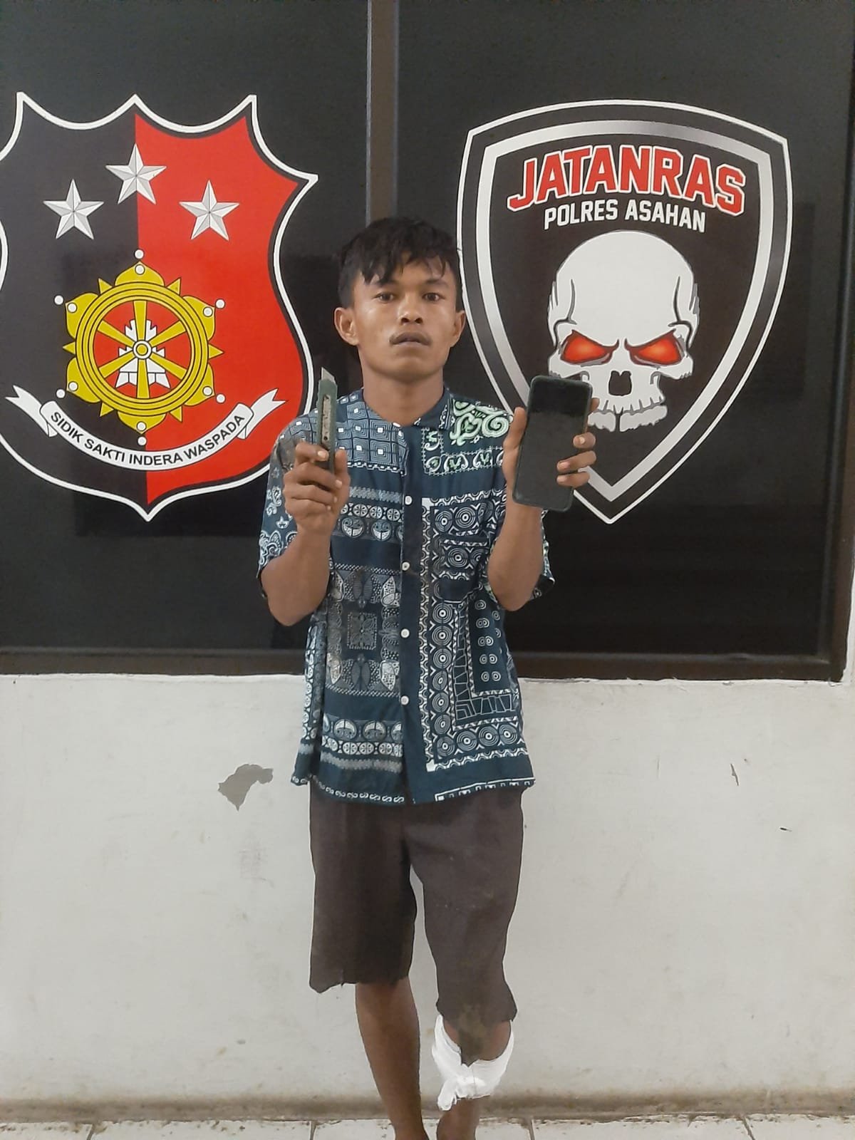 Unit Jatanras Sat Reskrim Polres Asahan Tembak Kaki Pelaku Curas Todongkan Sajam ke Korban