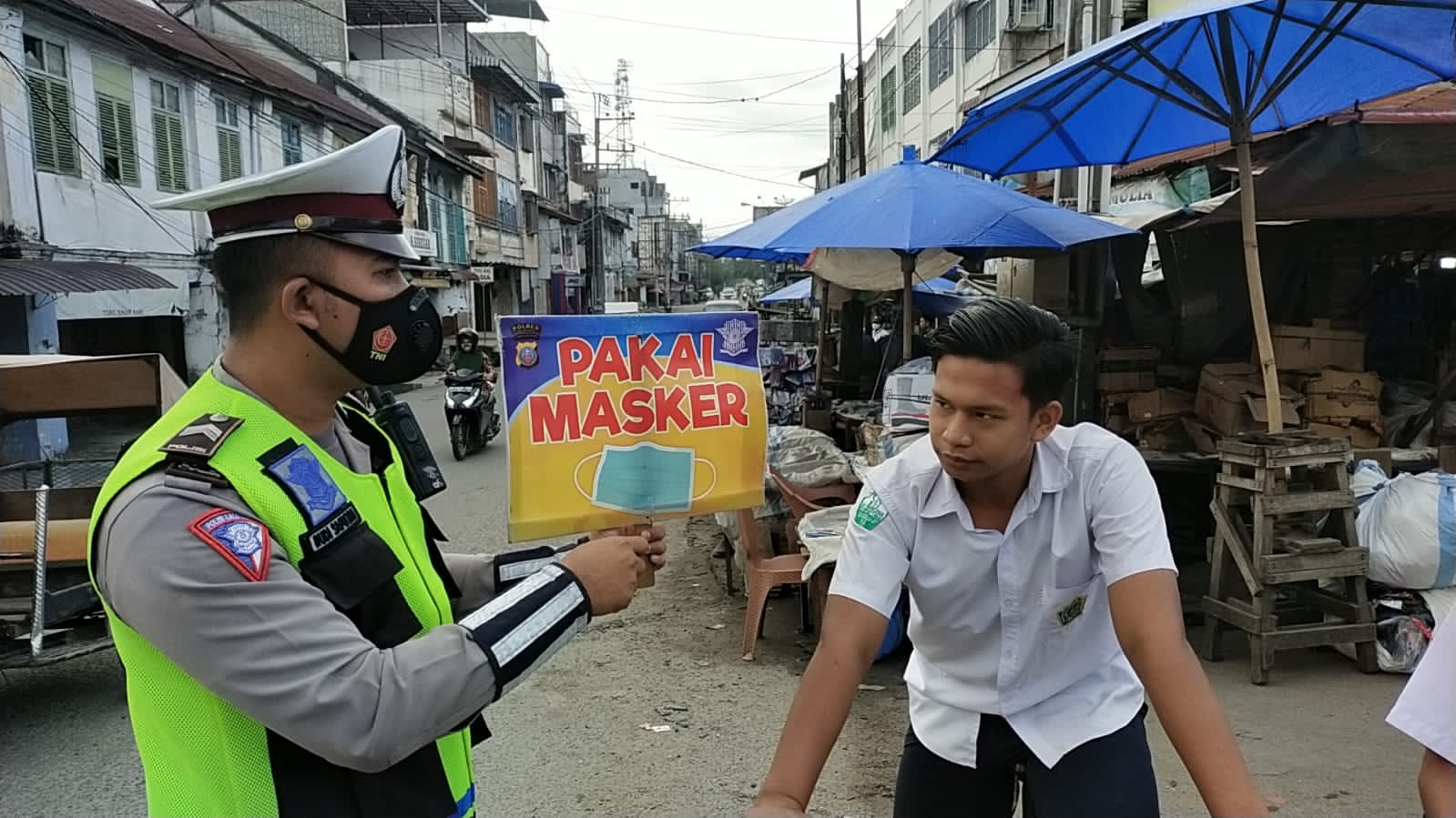 Sat Lantas Polres Tanjung Balai Public Speaking Himbau Warga Patuhi Prokes Covid-19