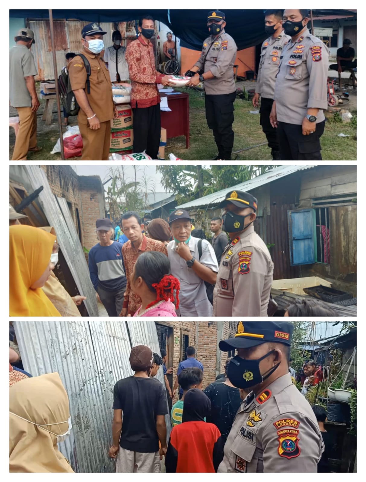 Guna Kurangi Beban 3 KK Keluarga Korban Kebakaran Sei Bilah, Polsek Pangkalan Brandan Berbagi Sembako
