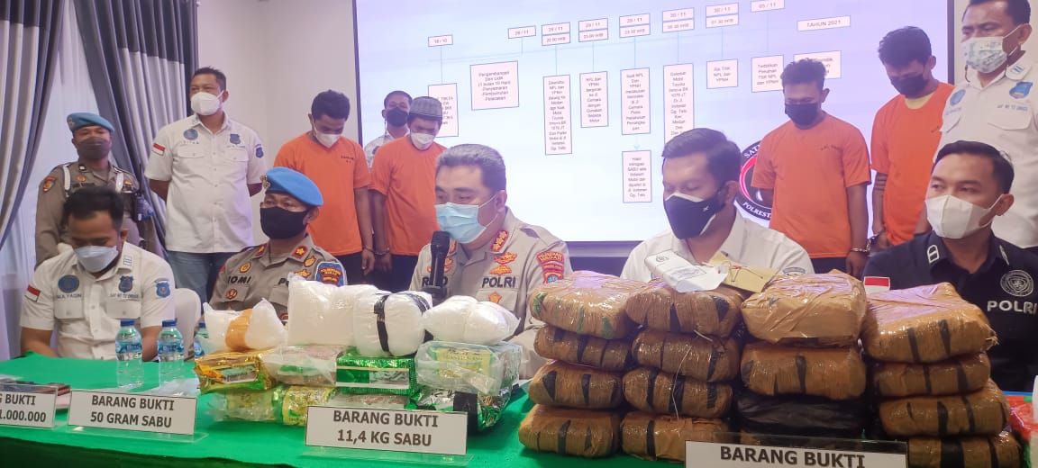 Peredaran 11,4 Kg Sabu dan 15 Kg Ganja Digagalkan