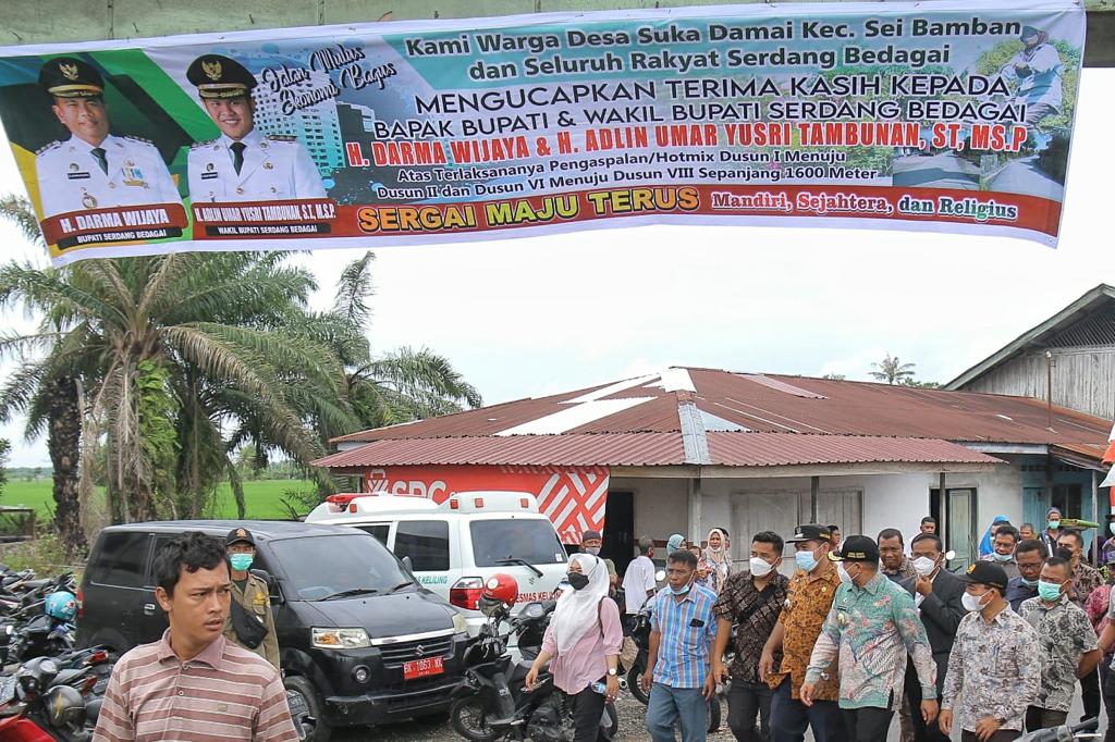 Bupati Sergai Hadiri Syukuran Pembangunan Jalan di Suka Damai