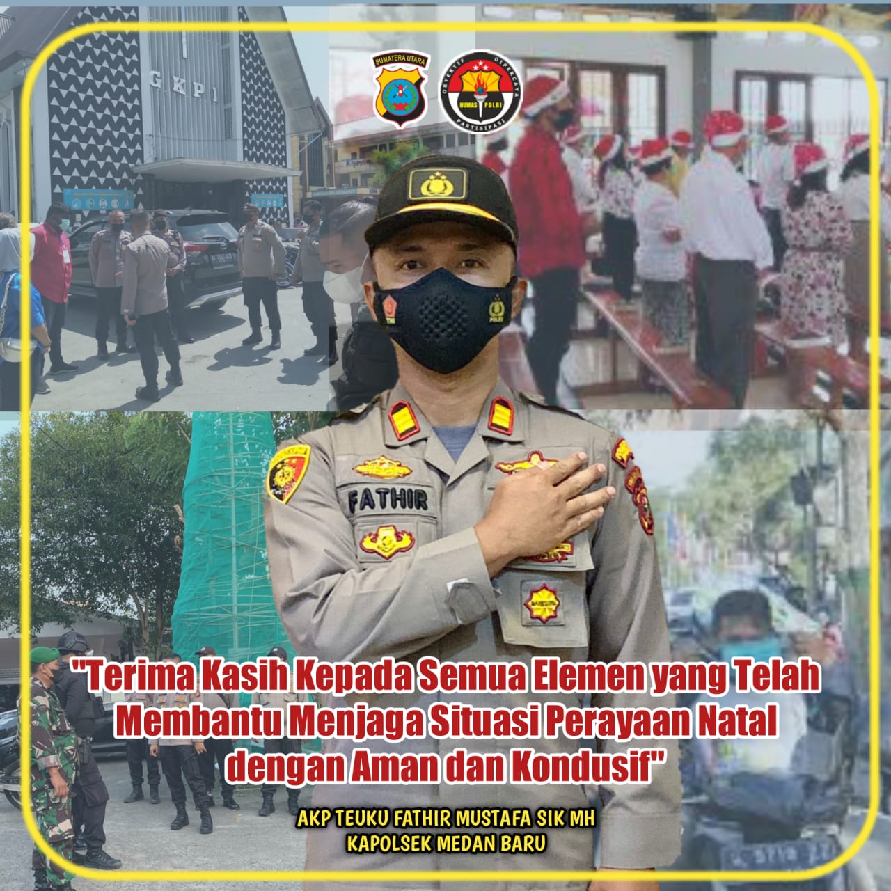 Kapolsek Medan Baru Apresiasi Semua Elemen Atas Perayaan Natal Berjalan Kondusif