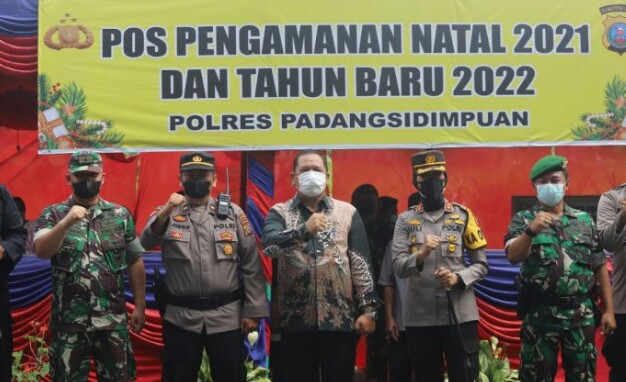 Kapolres Sidimpuan Bersama Forkopimda Sidimpuan Meninjau Pos Pengamanan Akhir Tahun 2021