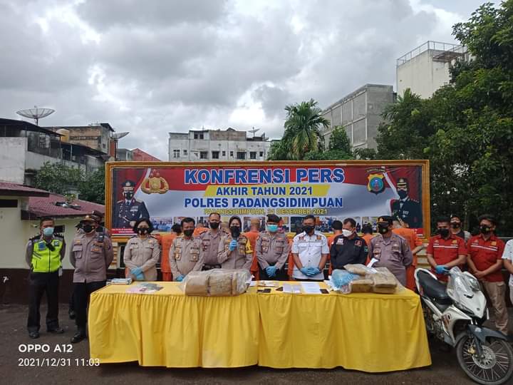 CATATAN SELAMA 2021, POLRES SIDIMPUAN AMANKAN 132 ORANG TERSANGKA NARKOBA