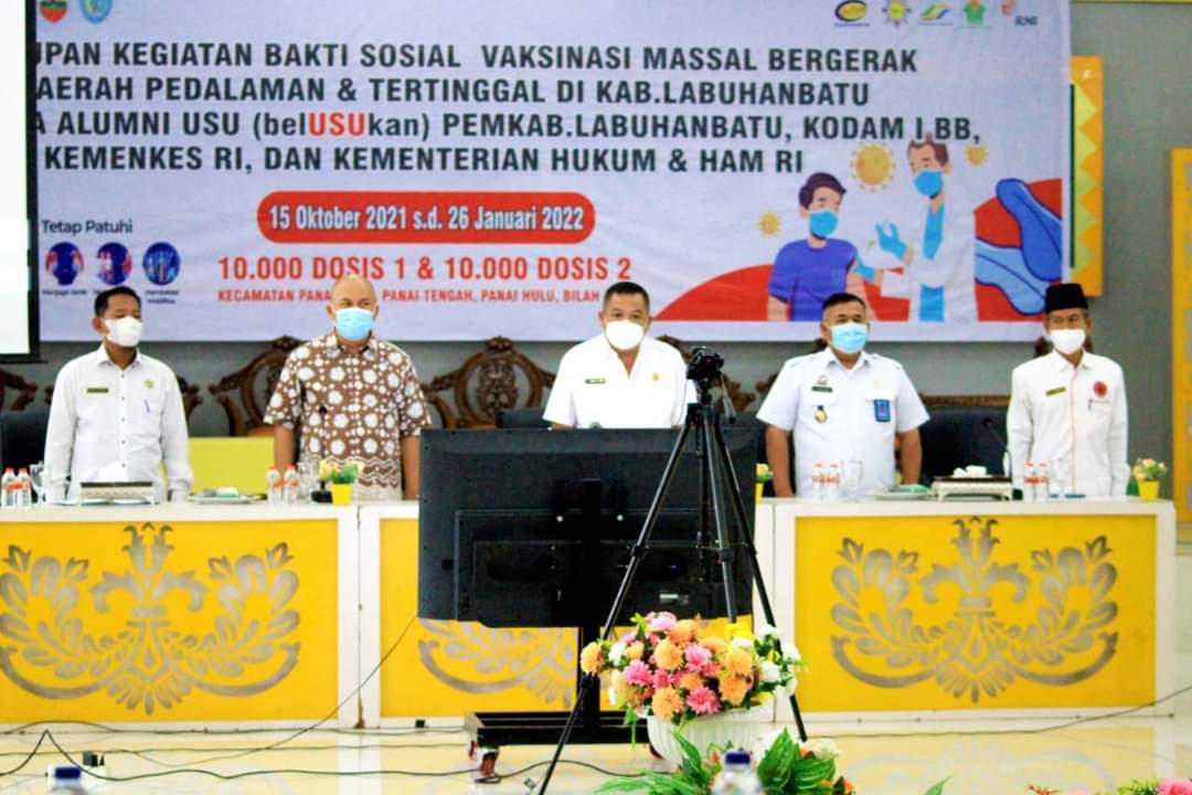 Sekdakab Labuhanbatu Hadiri Penutupan Baksos Vaksinasi Massa di Daerah Pedalaman