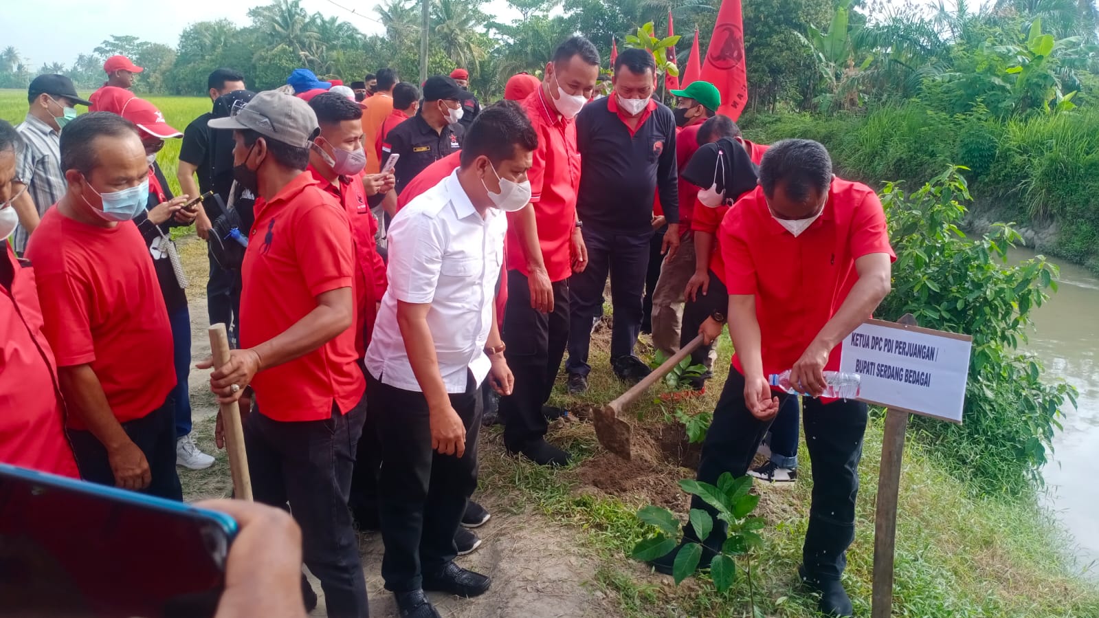 Sambut HUT nya ke 49 tahun, PDI Perjuangan Sergai Giat Baksos dan Tanam Ribuan Pohon