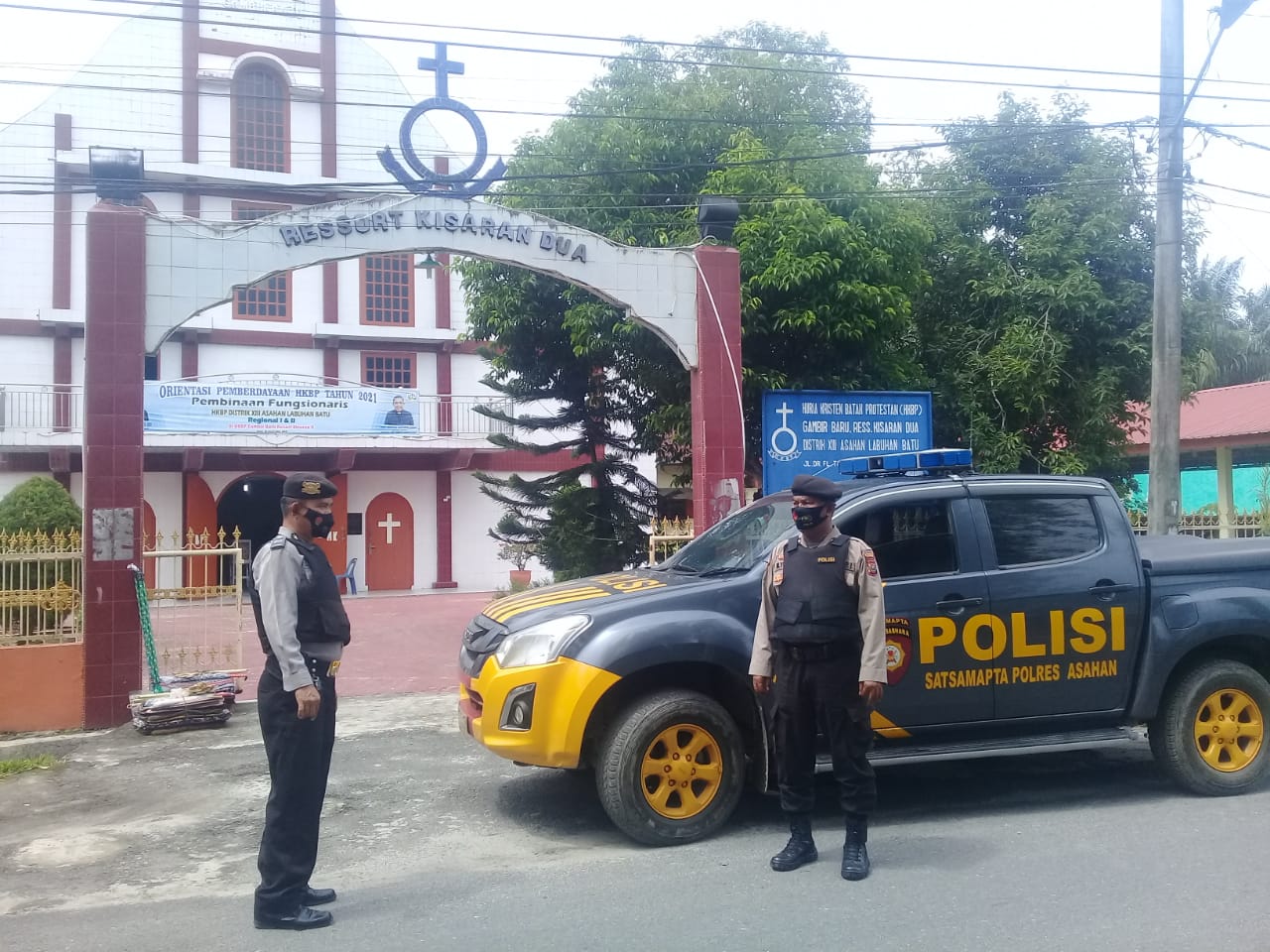 Personil Sat Samapta Polres Asahan Patroli Pengamanan dan Monitoring Kegiatan Ibadah Hari Minggu