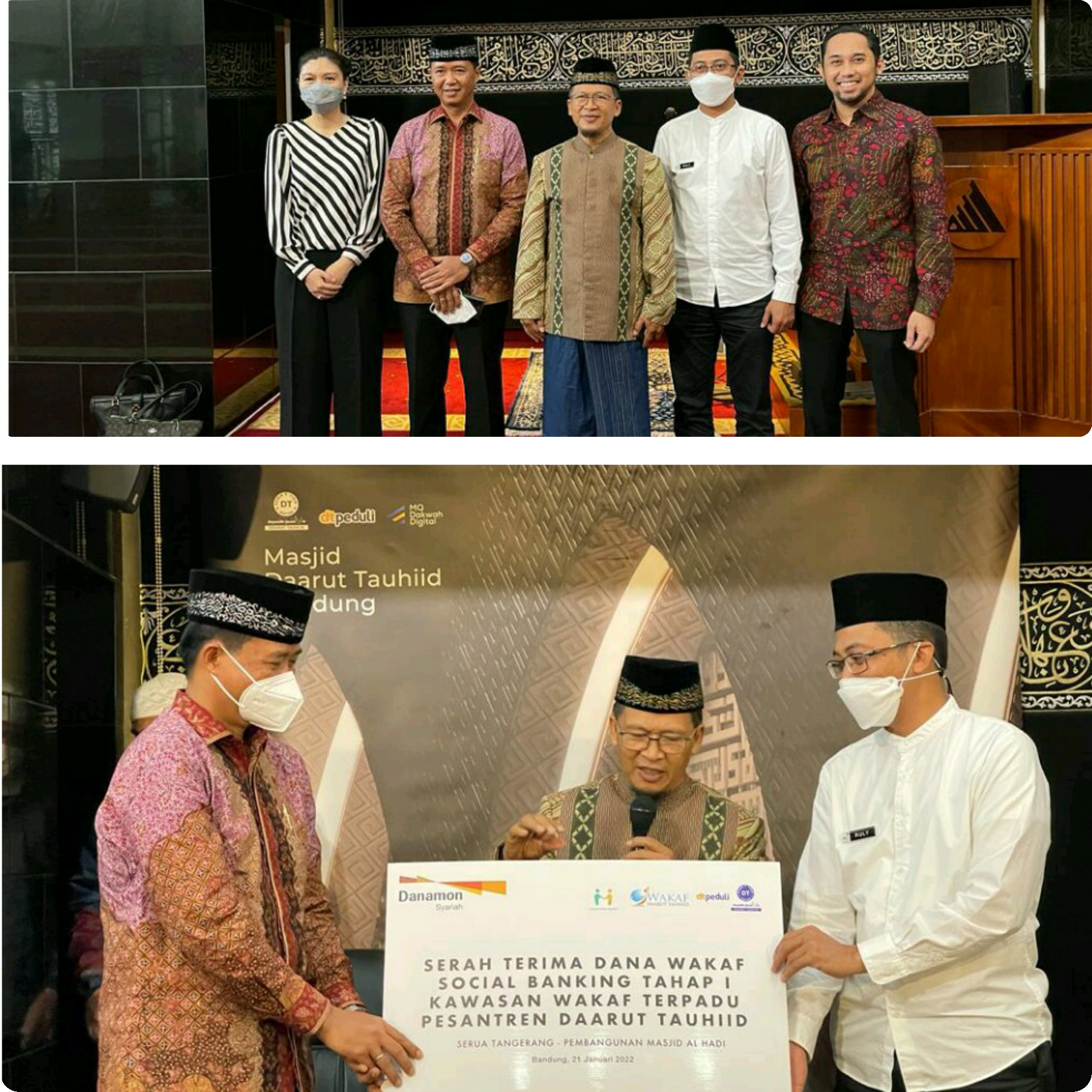 Danamon Syariah Serahkan Dana Wakaf Terkumpul untuk Pembangunan Masjid Al Hadi Kawasan Wakaf Terpadu DT Serua Tangerang Kepada Yayasan Wakaf Daarut Tauhiid Peduli