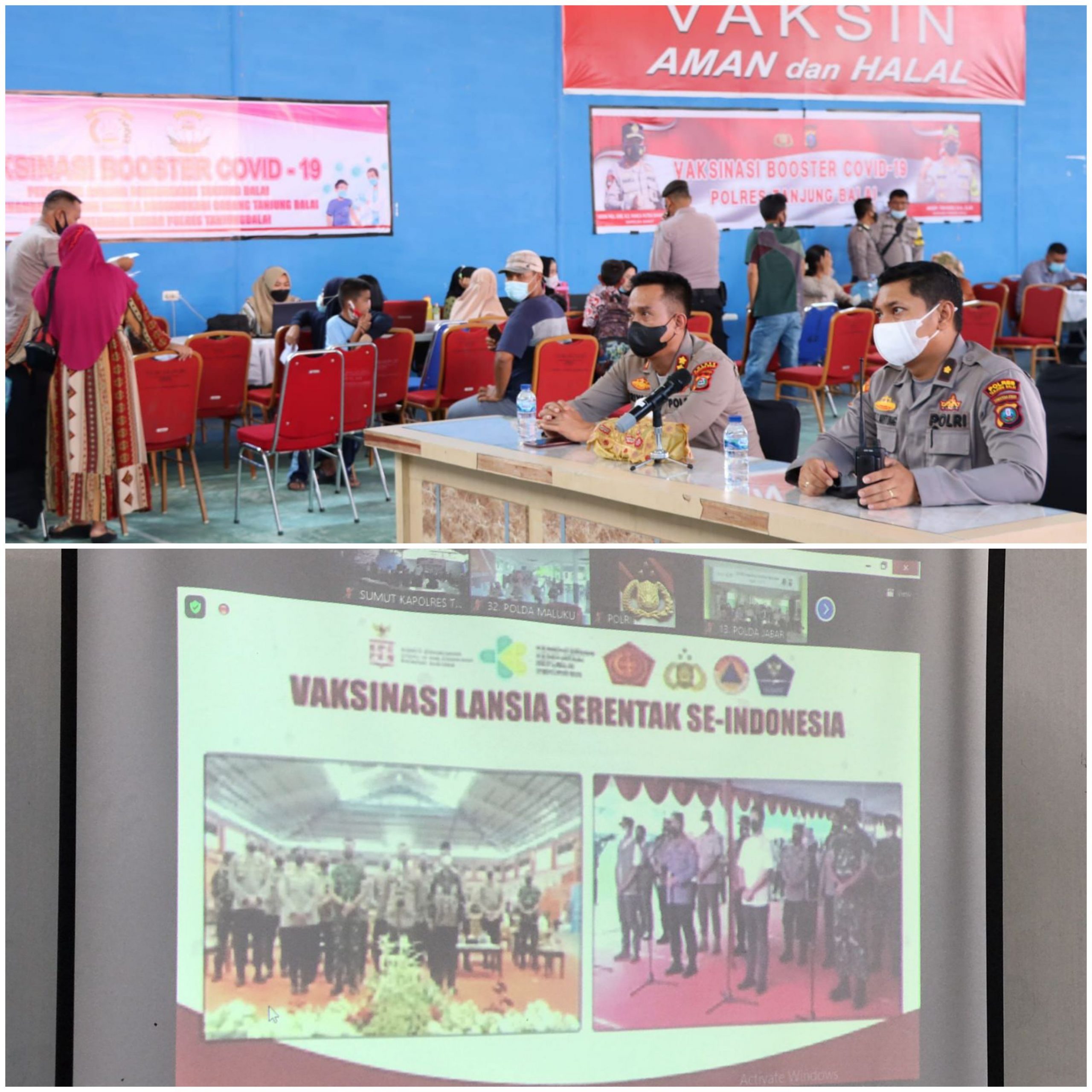 Kapolres Tanjung Balai AKBP Triyadi Bersama PJU Mengikuti Zoom Meeting Pelaksanaan Vaksinasi Lansia Serentak se-Indonesia
