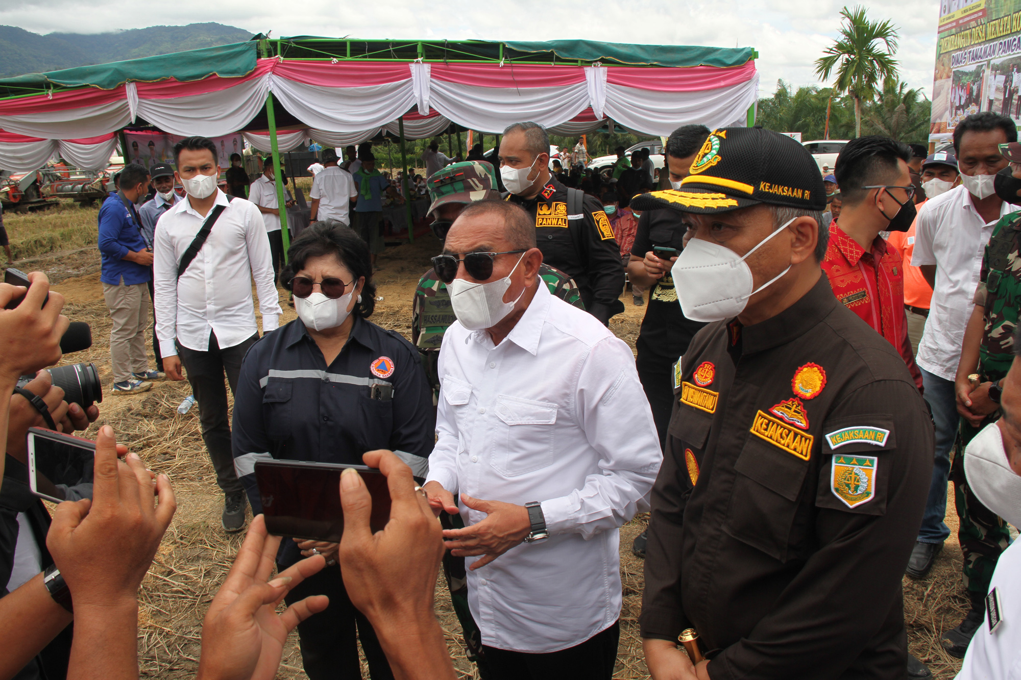 Bersama Petani Desa Lau Kasumpat,  Gubernur Edy Rahmayadi Turun ke Sawah Panen Padi