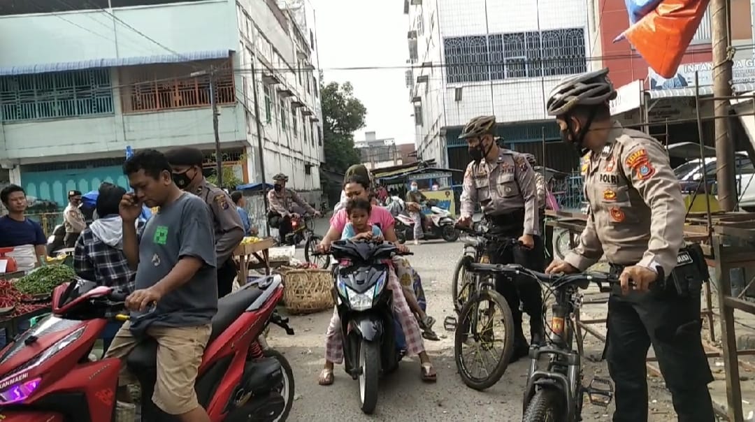 Sat Samapta Polres Asahan Himbau Protokol Kesehatan Dengan Patroli Sepeda