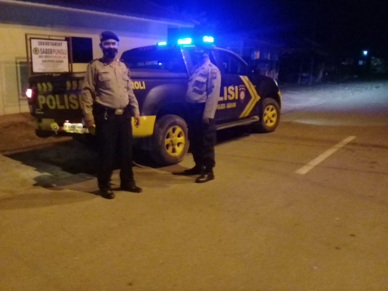 Antisipasi Gangguan Kamtibmas di Malam Hari Personel Sat Samapta Polres Asahan Laksanakan Patroli Dialogis