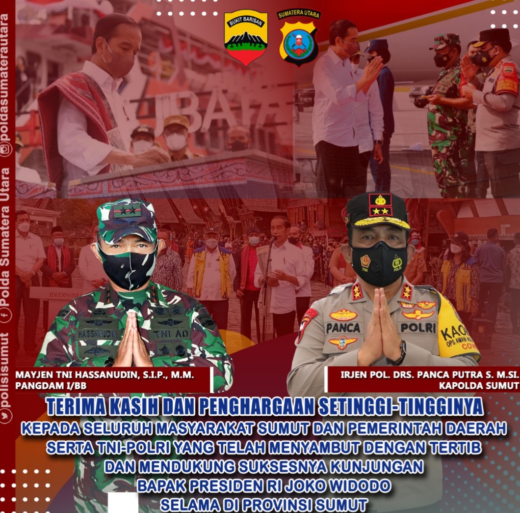 Kapolda Sumut dan Pangdam I/BB Sampaikan Terima Kasih Kepada Masyarakat Kunker Presiden RI Sukses