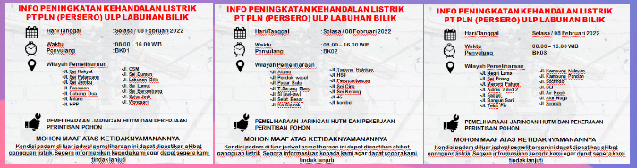 Diinformasikan, Besok PLN Wilayah Labuhanbatu Akan Lakukan Pemadaman Selama 8 Jam Lihat Lokasinya.