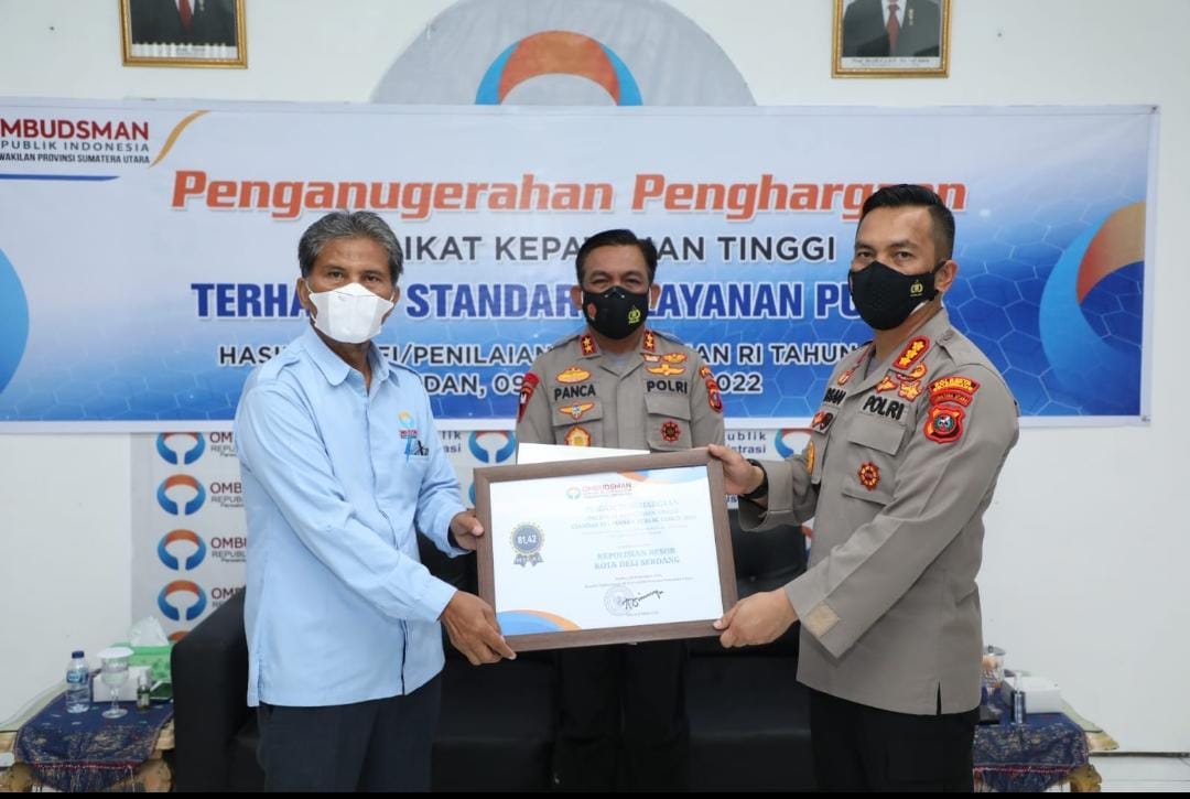 Polresta Deliserdang raih Kepatuhan Tinggi Pelayanan Publik dari Ombudsman RI, Kapolresta : Terimakasih masyarakat Deliserdang