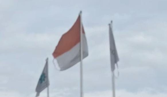 PT EVER GREEN TANJUNG MORAWA KIBARKAN BENDERA MERAH PUTIH YANG TELAH ROBEK