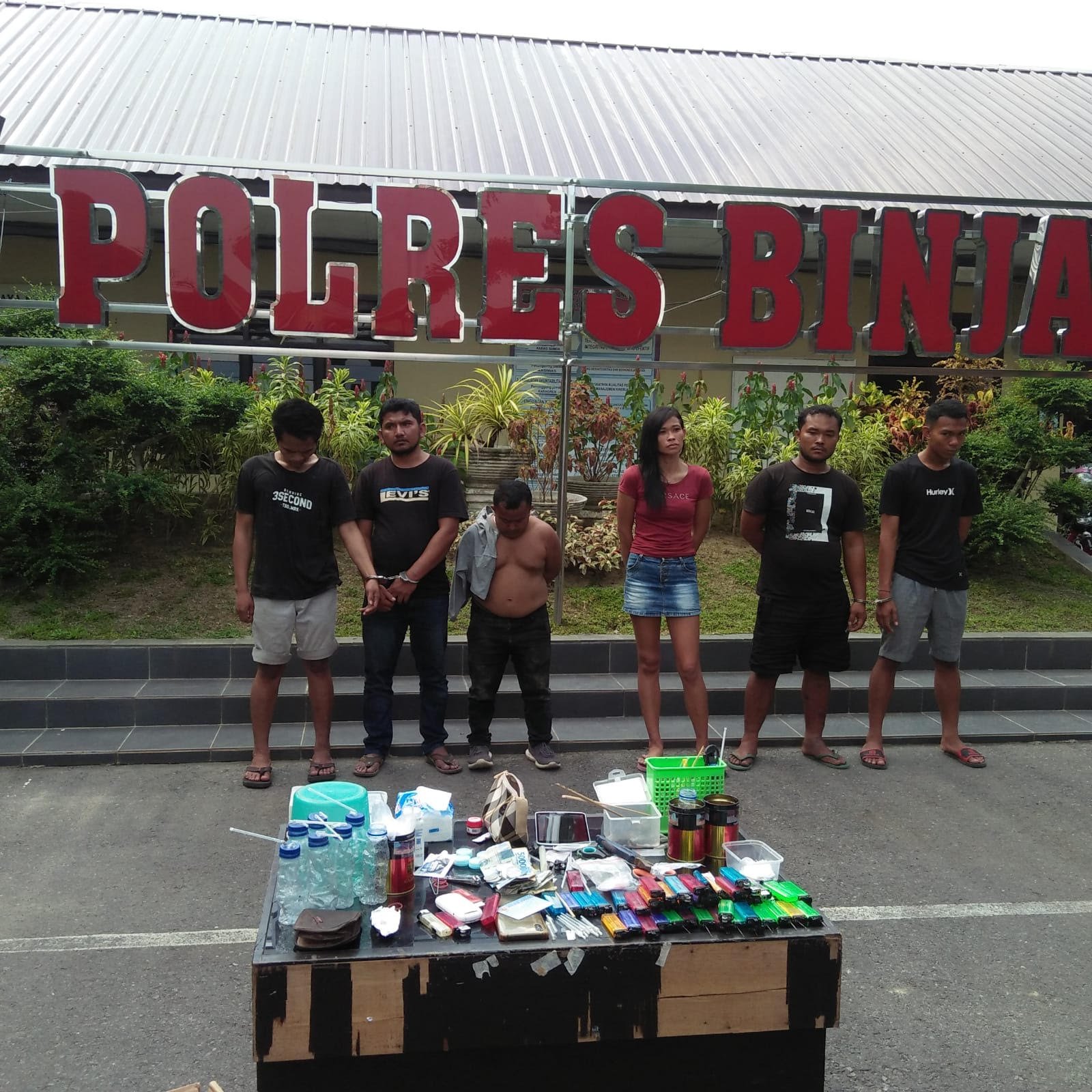 Polres Binjai Amankan Enam Tersangka di Lokasi Narkoba