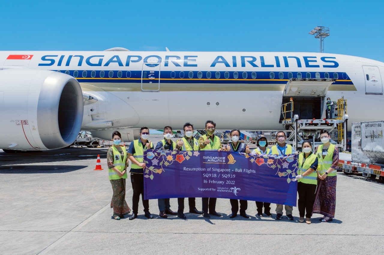 Singapore Airlines Mulai Kembali Penerbangan Pertama ke Bali 16 Februari 2022