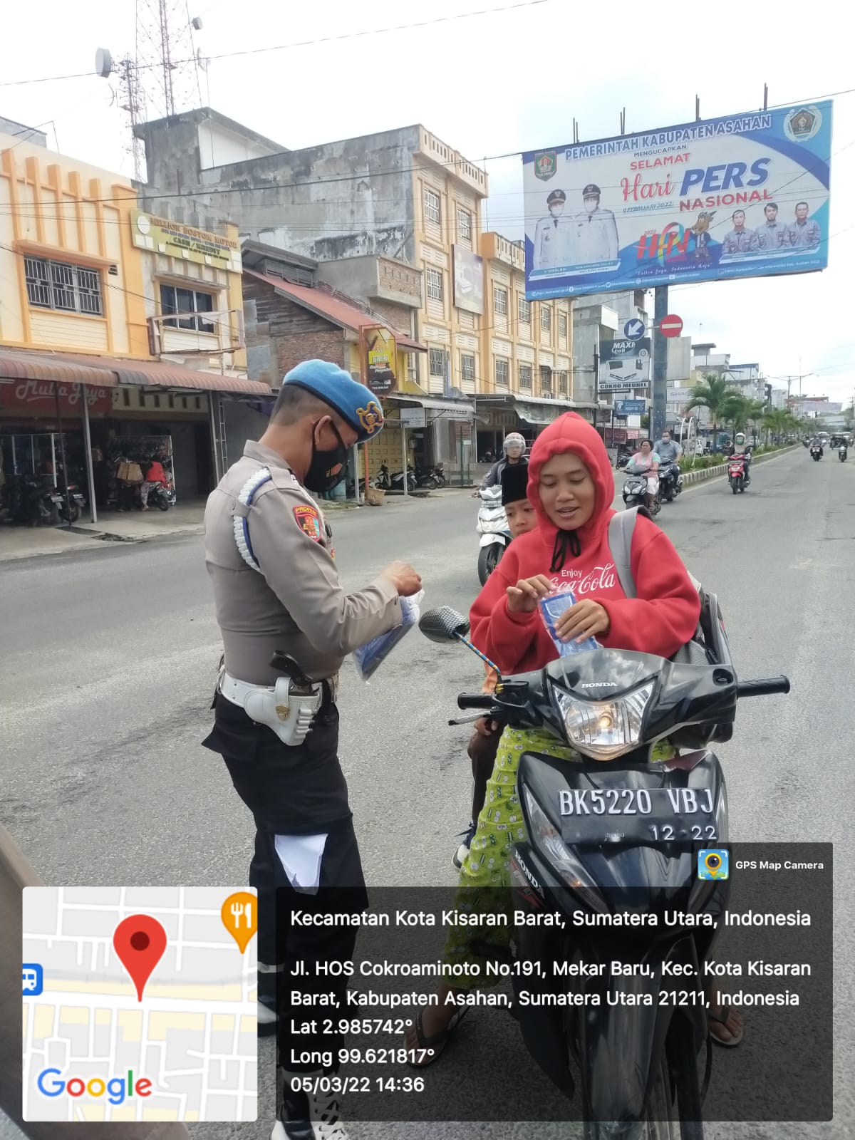 Operasi Yustisi Pagi Hari, Polres Asahan Beri Teguran Kepada 30 Pelanggaran Prokes dan Bagikan Masker