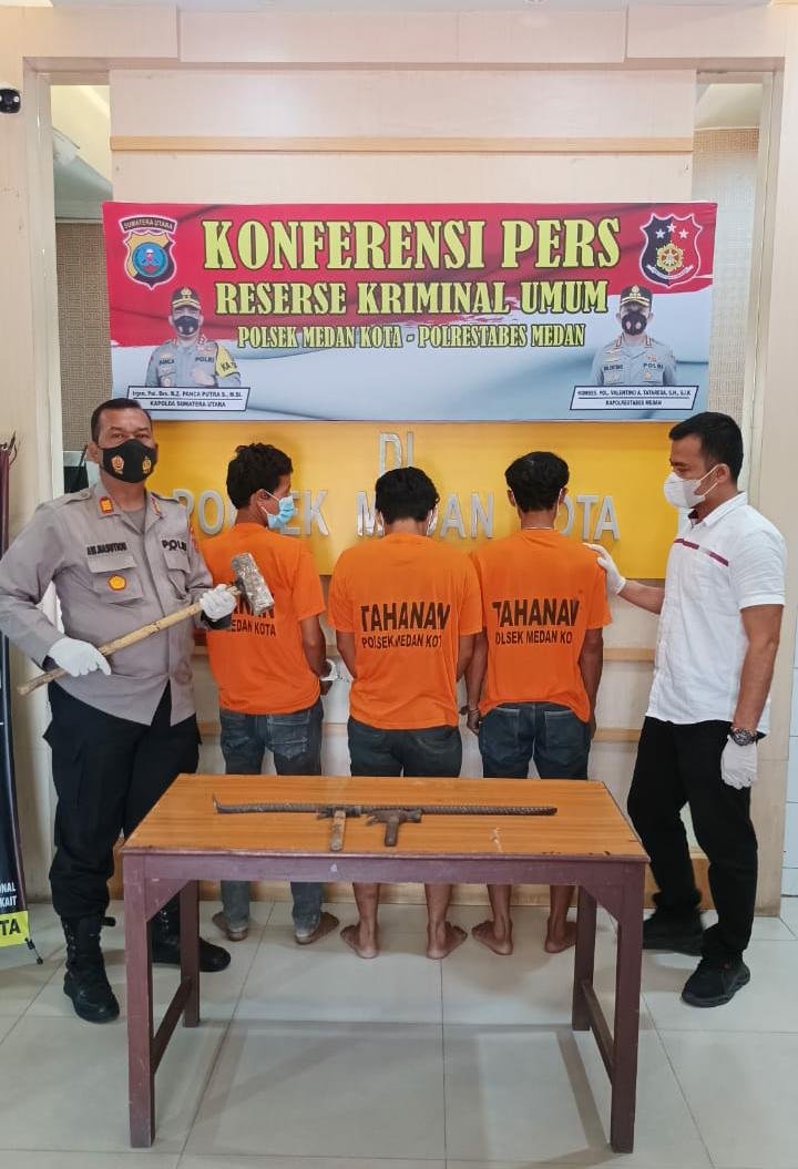 Tiga Pelaku Bongkar Rumah Kosong Diciduk Tekab Medan Kota
