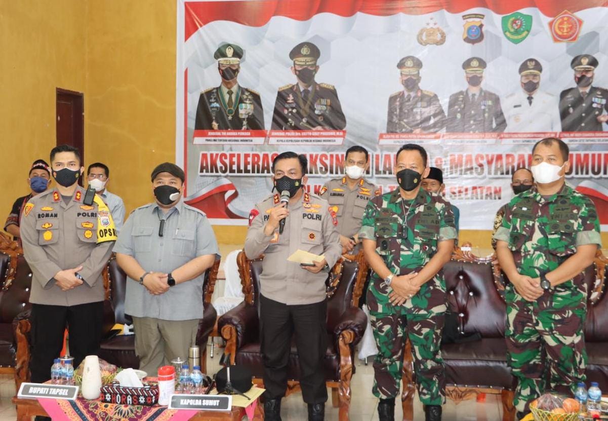 Kunjungi Tapsel, Kapolda Sumut: Pencapaian Vaksinasi Dosis II Masyarakat Umum sebesar 70 %.