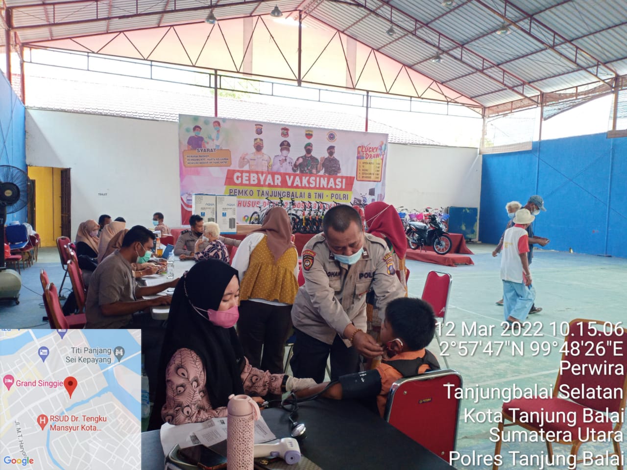Kejar Target Vaksinasi 70 % Dosis2, GOR Polres Tanjungbalai Berikan Pelayanan Setiap Hari