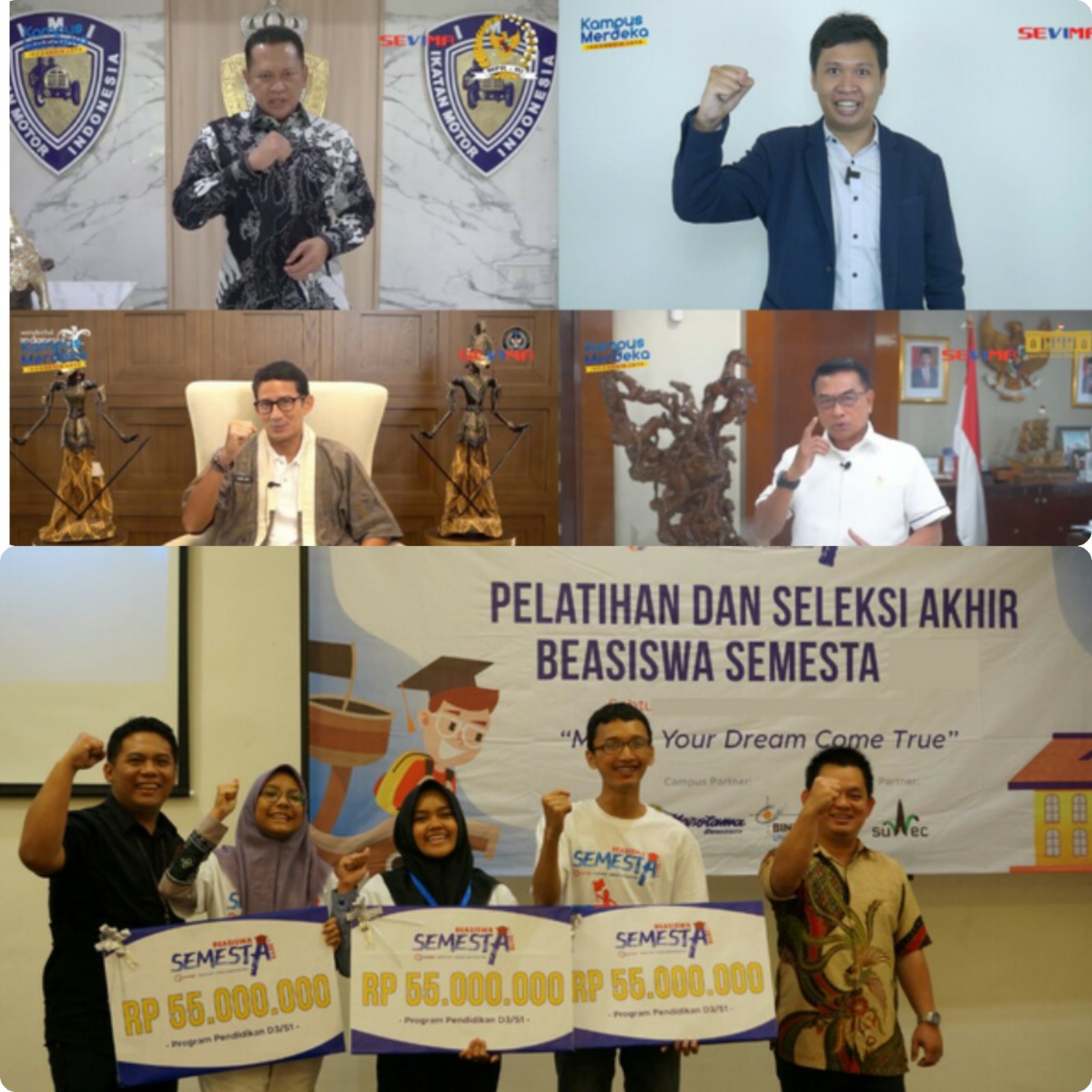 Ketua MPR dan Para Menteri Kabinet Indonesia Maju Luncurkan Beasiswa SEMESTA, Kuliah Gratis Sarjana Jurusan Informatika dan Digaji Tiap Bulan