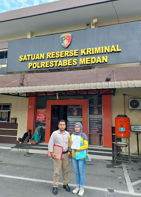 Ditelantarkan ASN Pemko Medan, Intan Didampingi Tim LBH Mutiara Keadilan Lapor Ke Polresta Medan