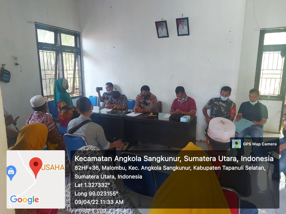 Polsek Batangtoru Berhasil Mediasi Warga Rianiate Dan Warga Medan Yang Bertikai