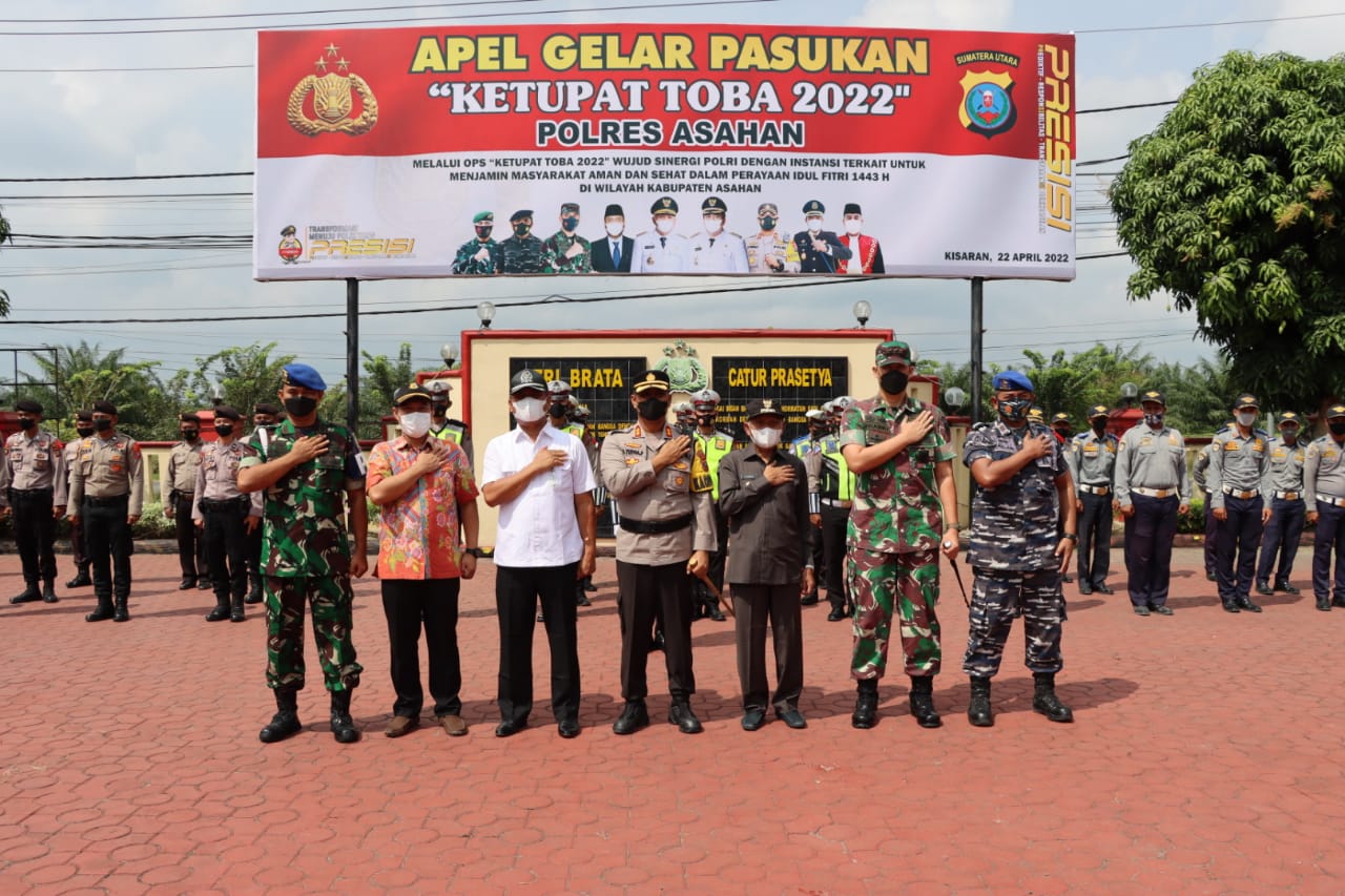 Kapolres Asahan Pimpin Apel Gelar Pasukan OPS  Ketupat Toba Tahun 2022, Bupati Asahan 