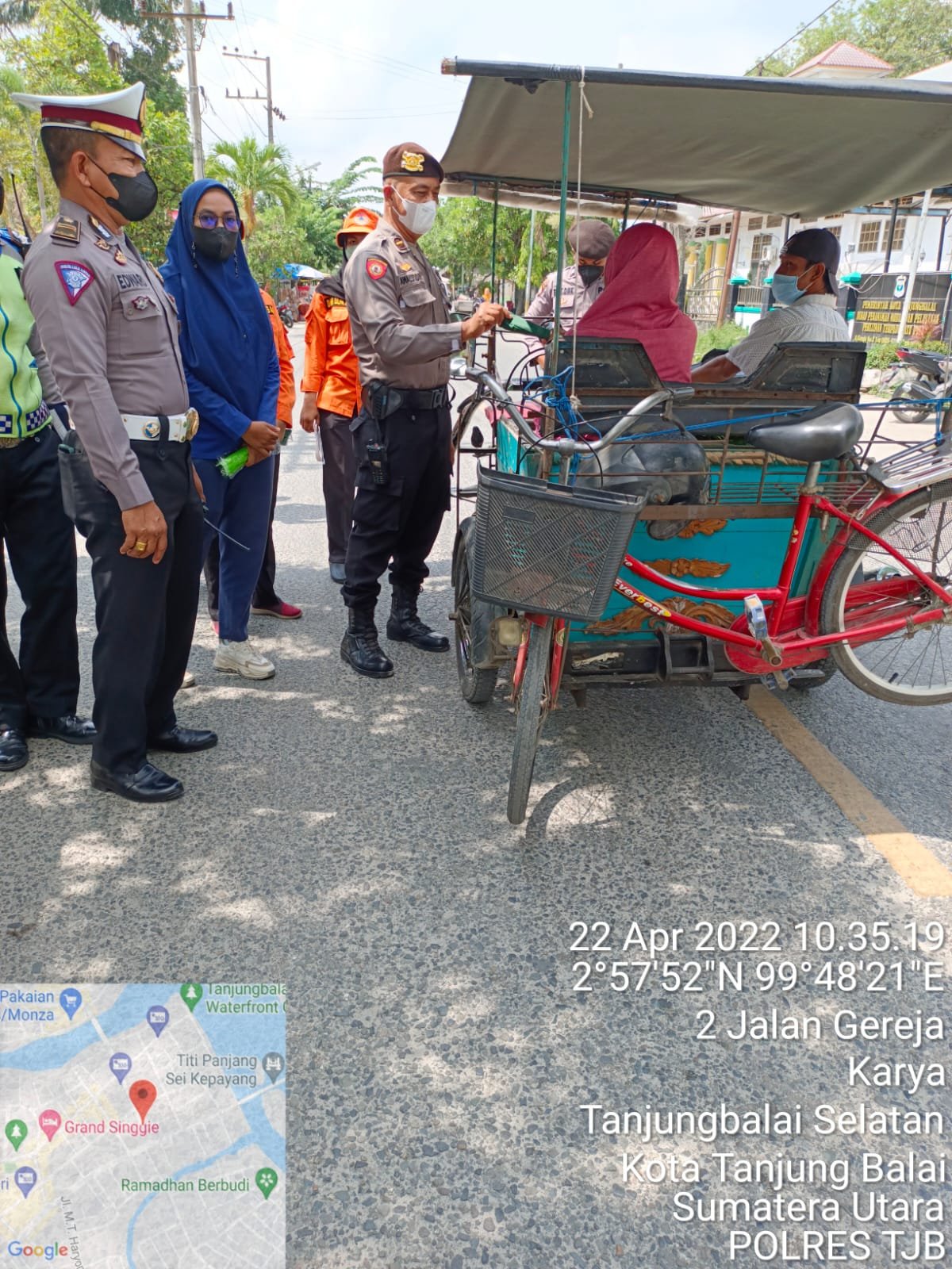 Personil Polres Tanjungbalai Bersama Pemko Tanjungbalai Lakukan OPS Yustisi Berikan HimbauanÂ 
