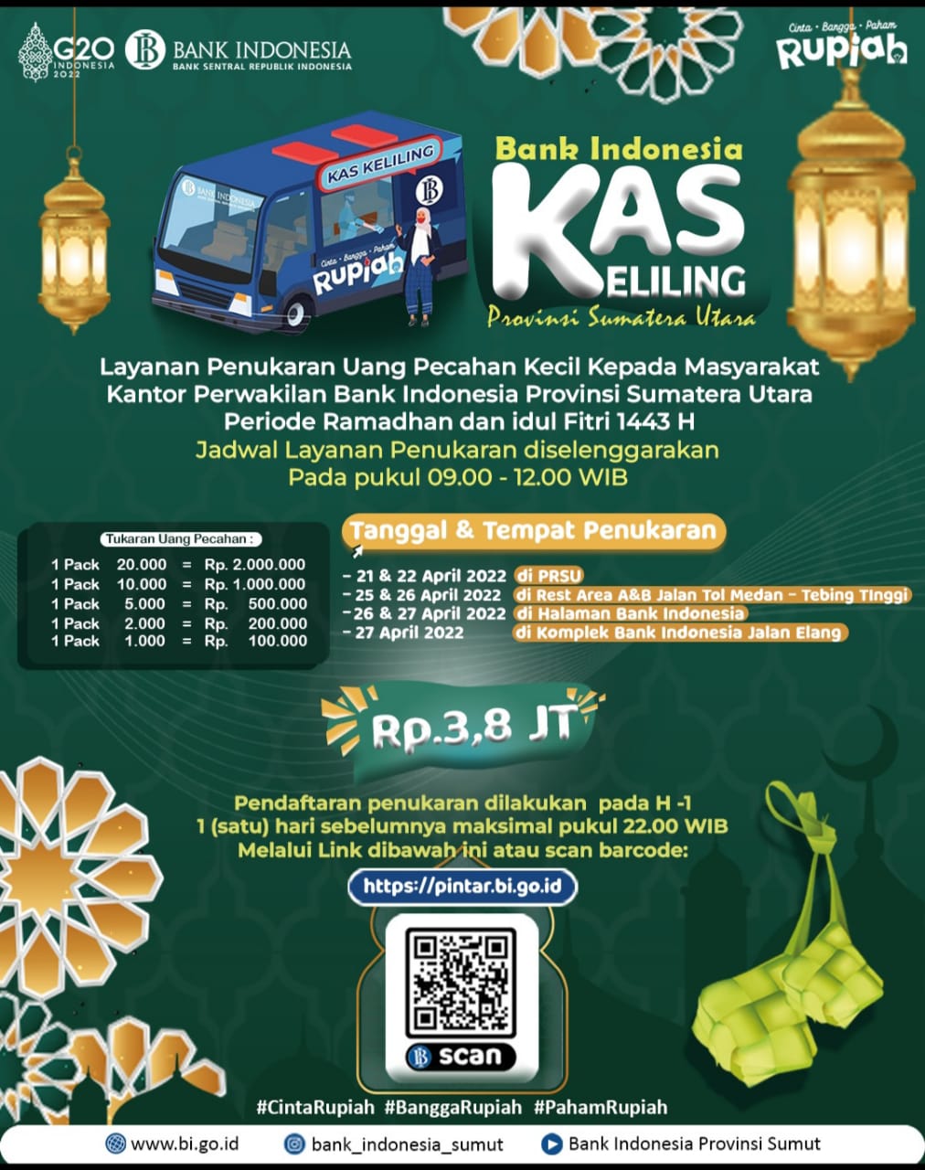 BI Sumut Sediakan Tukar Uang Baru untuk Pemudik di Rest Area Jalan Tol Medan - Tebingtinggi,  Kantor dan Komplek BI