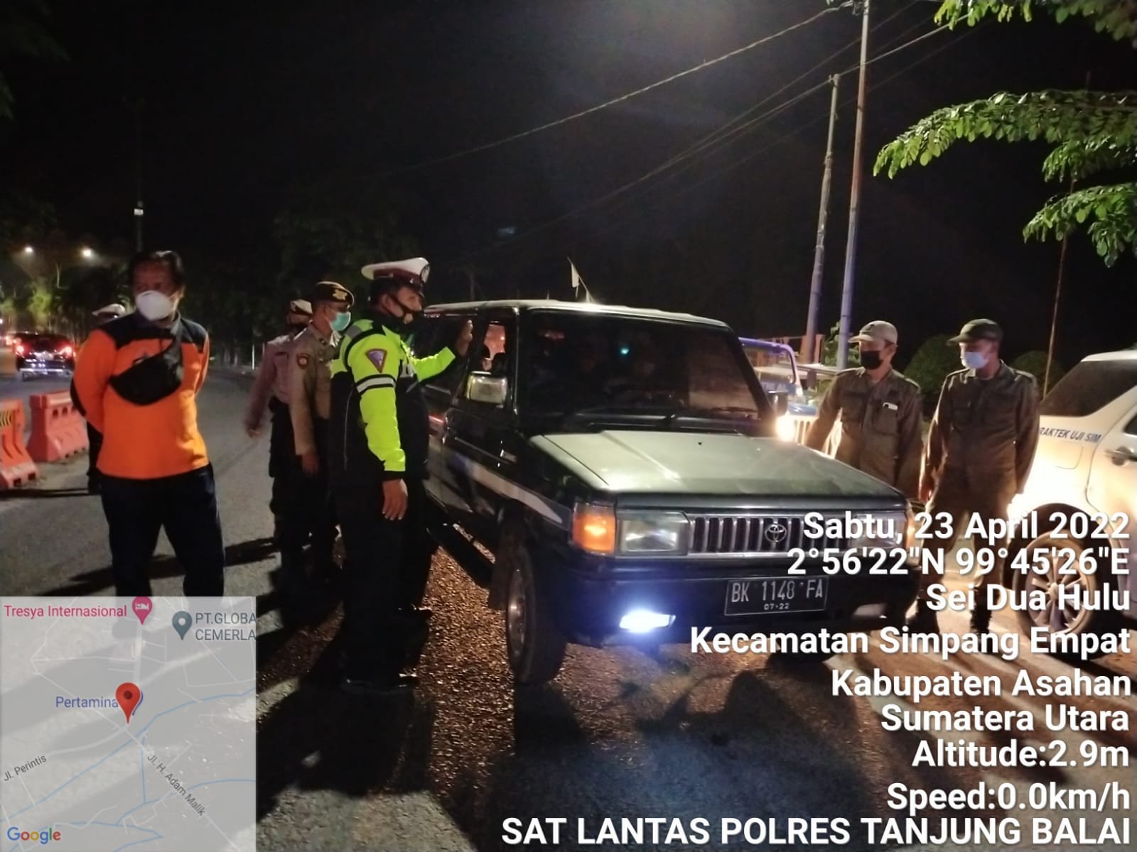 Personil Polres Tanjungbalai Tetap Rutin Laksanakan Ops Yustisi Mencegah Penyebaran Virus Covid-19