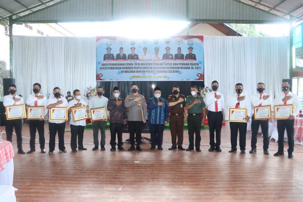Disela Anev Penanganan Covid-19, Polres Tapsel Raih Penghargaan Penyelamatan Kerugian Negara