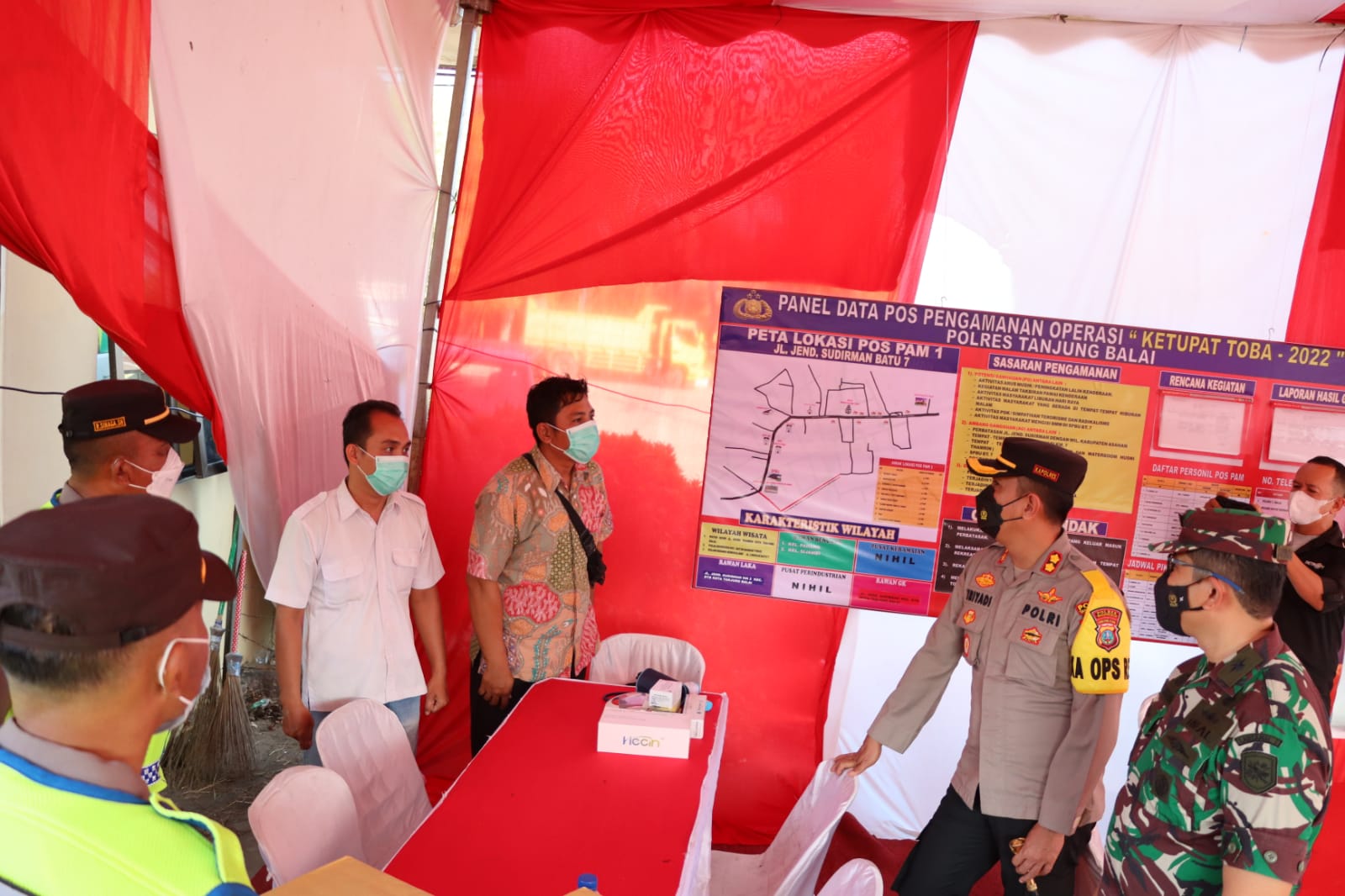 Kapolres Tanjung Balai Beserta Rombongan Tinjau Lokasi Pos PAM Dalam Rangka Menyambut Hari Raya Idul Fitri 1443 H