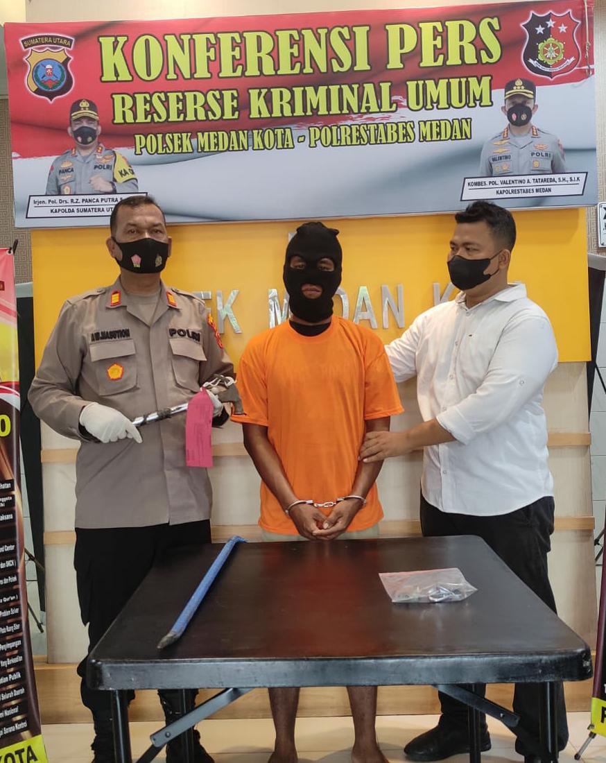 Tersangka Pencurian Alat Bengkel Diciduk Tekab Polsek Medan Kota.