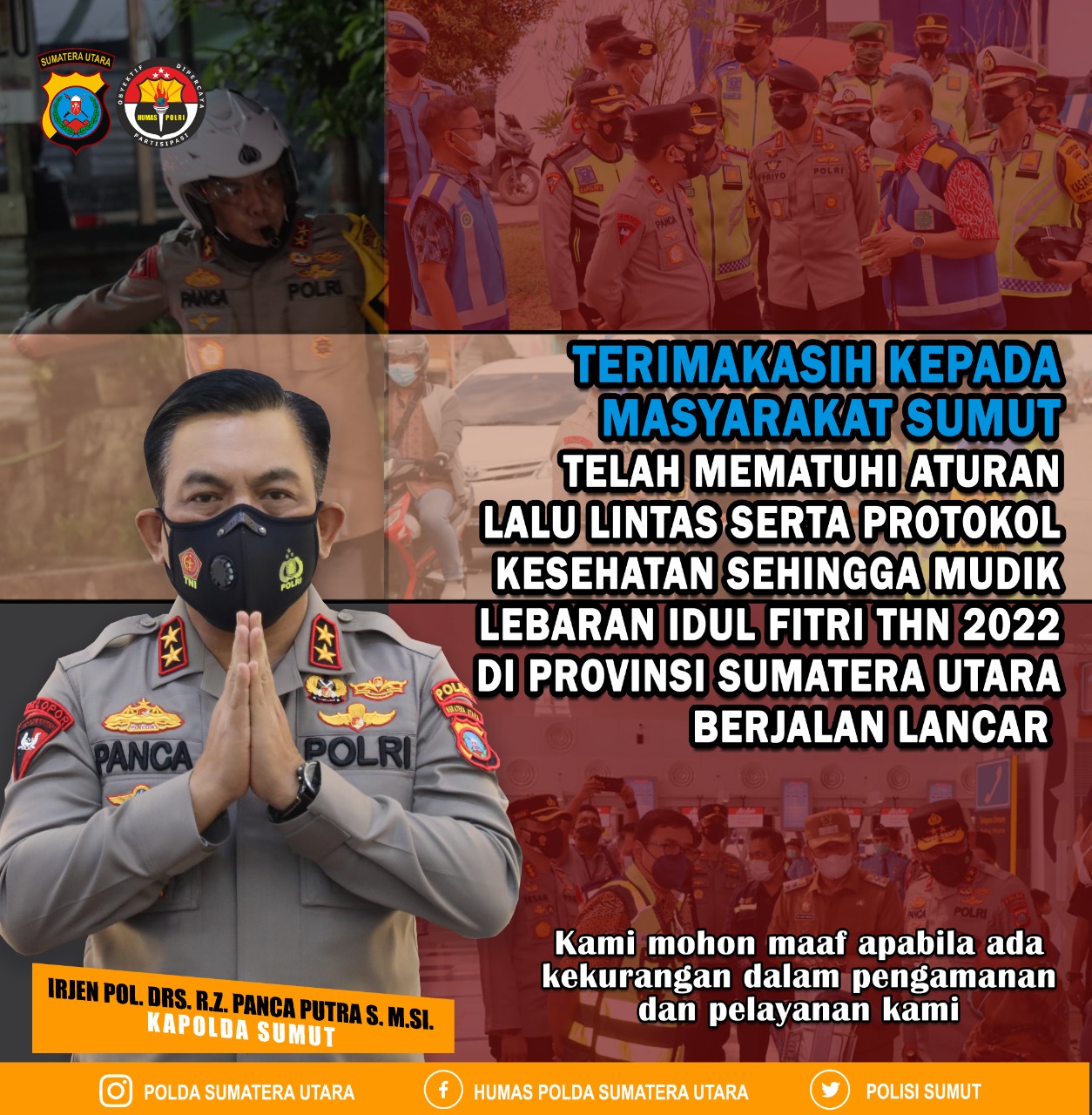 Kapolda Sumut Apresiasi Masyarakat Jaga Situasi Kamtibmas Kondusif Selama Lebaran